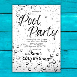Cool Pool Party Water Splash Summer Birthday Party Invitation