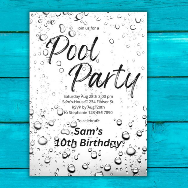 Cool Pool Party Water Splash Summer Birthday Party Invitation (Creator Uploaded)