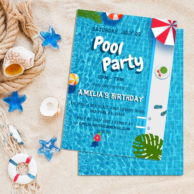 Cool Pool Swimming Party Birthday Invitation (Creator Uploaded)