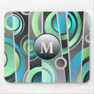 Cool Pop Art Abstract Geometric with Monogram Mouse Pad