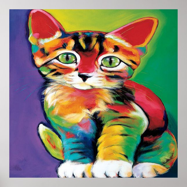 Cool pop art cat home office decor poster (Front)