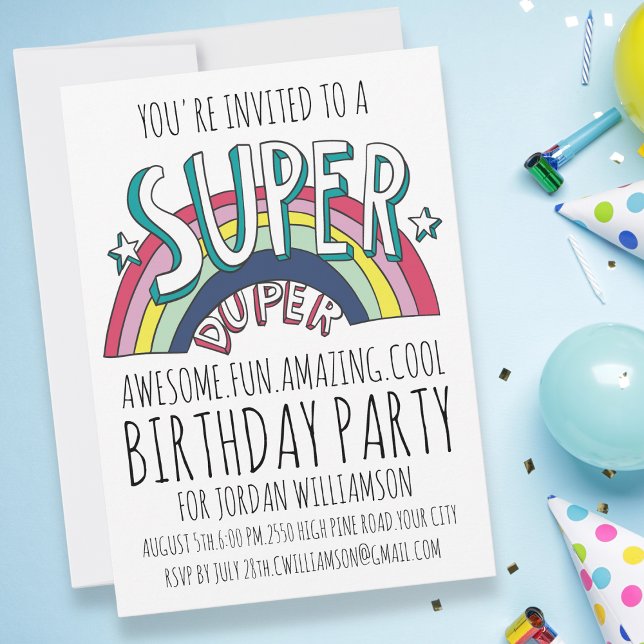 Cool Pop Art Rainbow Any Age Birthday Invitation (Creator Uploaded)