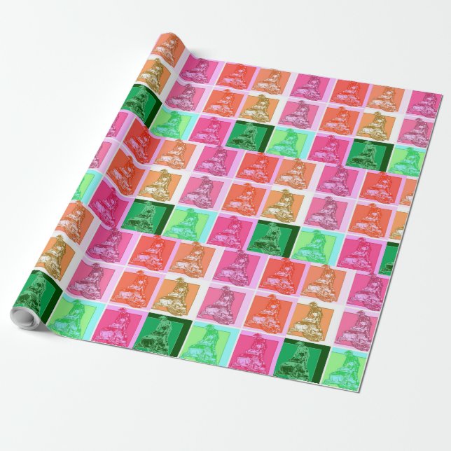 Cool Pop Art Snowmobiler Wrapping Paper (Unrolled)
