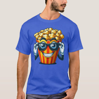 Cool Popcorn Cartoon Sunglasses Cinema retro T-Shirt