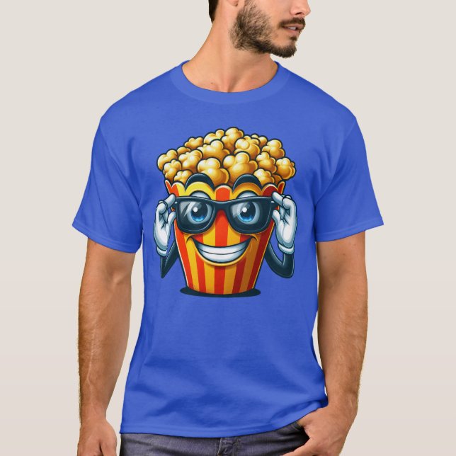 Cool Popcorn Cartoon Sunglasses Cinema retro T-Shirt (Front)