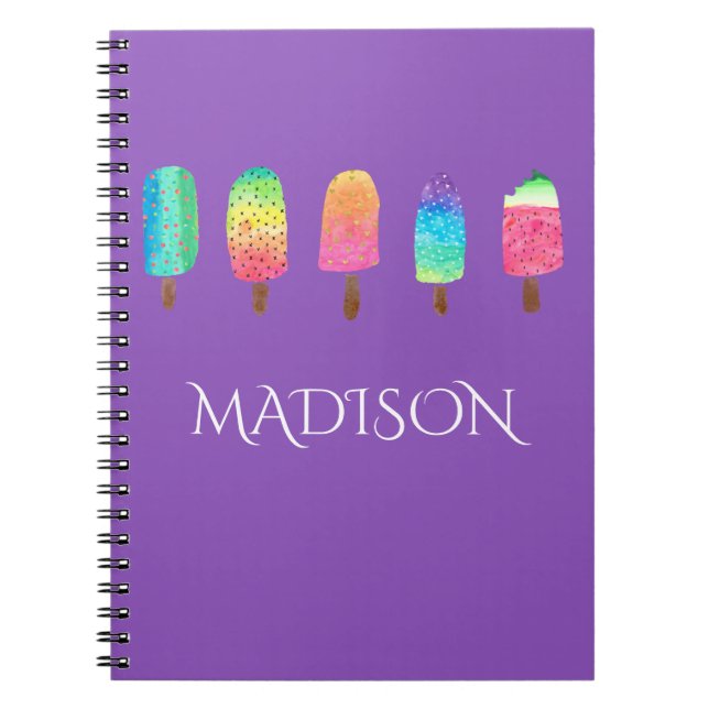 Cool Popsicles Purple Custom School Notebook (Front)