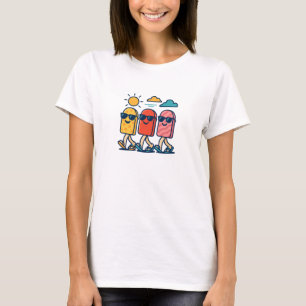 Cool Popsicles Walking in the Sun - Fun Summer Vib T-Shirt