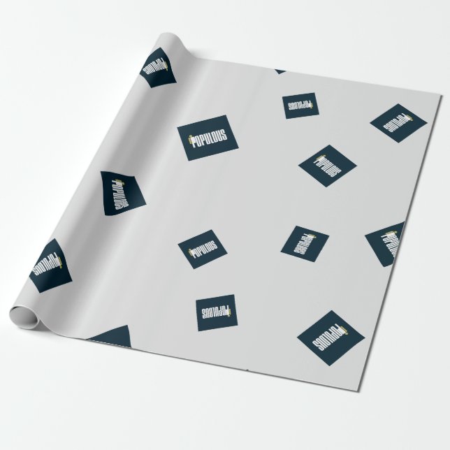 Cool Populous Cryptocurrency Coin Sign Pattern Wrapping Paper (Unrolled)