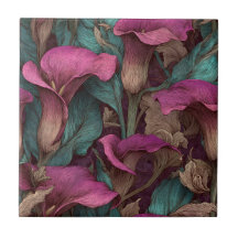 Cool Portuguese Calle Lilies  Tiles  For Bathroom 