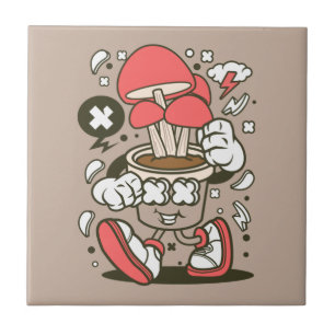 Cool Potted Mushroom Character Cartoon Ceramic Tile
