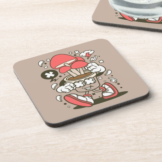 Cool Potted Mushroom Character Cartoon Coaster (Left Side)