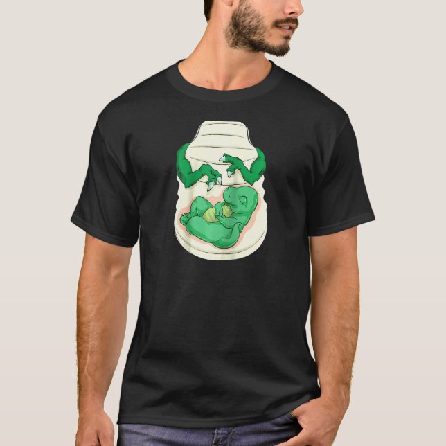 Cool Pregnant Dinosaur Halloween Costume Funny Laz T-Shirt (Front)