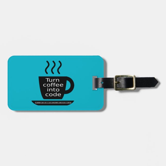 Cool Programmer Geek Coffee Addiction Luggage Tag (Front Horizontal)
