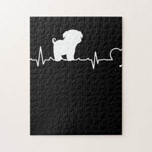 Cool Pug Dog Breed Heartbeat Puppy Jigsaw Puzzle