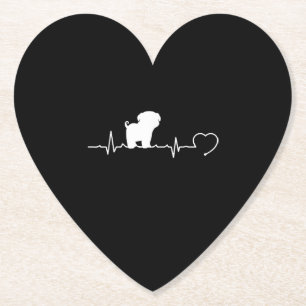 Cool Pug Dog Breed Heartbeat Puppy Paper Coaster