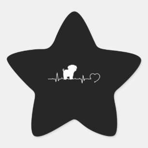 Cool Pug Dog Breed Heartbeat Puppy Star Sticker