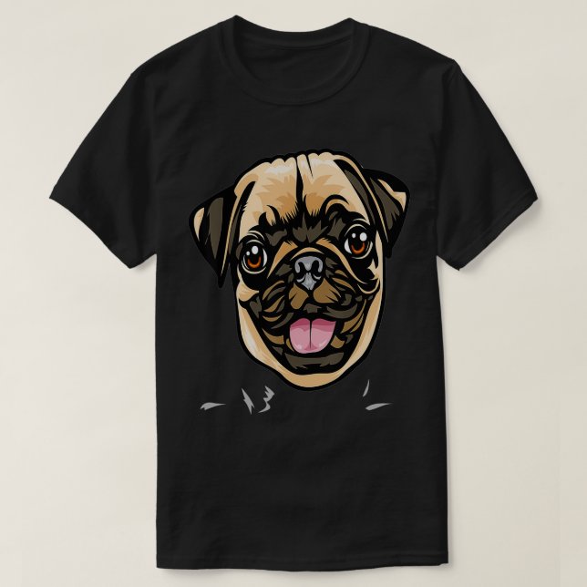 Cool Pug Dog Face  T-Shirt (Design Front)