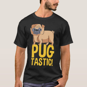 Cool Pug Illustration "Pugtastic!" Black Graphic T-Shirt