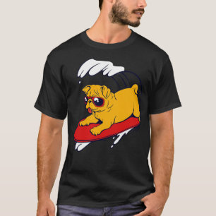 Cool Pug on Boogie Board T-Shirt