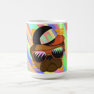 Cool Pug Sunglasses Head Design Coffee Mug