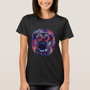 Cool Pug Sunglasses Trippy Groovy Cute Hippie Dog  T-Shirt