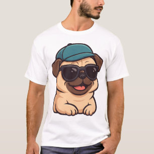 Cool pug with sunglasses summer joy cartoon T-Shirt