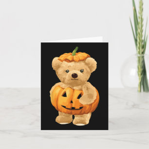 Cool Pumpkin And Bear For Halloween Card