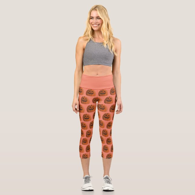 Cool Pumpkin Capri Leggings (Front)