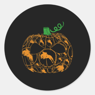 Cool Pumpkin Equestrian Lover Halloween Equestrian Classic Round Sticker