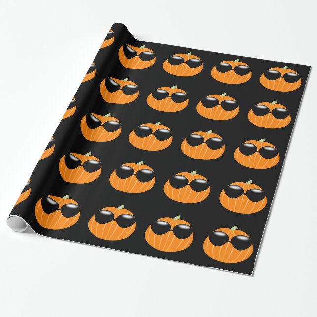 Cool Pumpkin Halloween Pattern Wrapping Paper (Unrolled)
