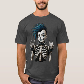 Cool Punk Girl Skeleton Punk Rock Goth Girl Girls  T-Shirt