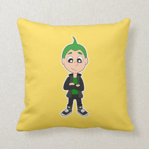 Cool punk kid cartoon pillow