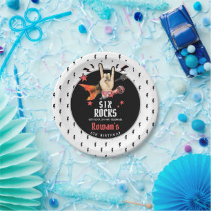 Cool Punk Rockstar Any Age Birthday Paper Plate
