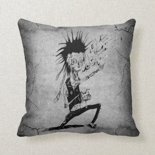 Cool punk zombie grey cracked wall black grey cushion