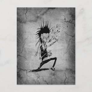 Cool punk zombie grey cracked wall black grey postcard