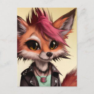 Cool Punkrock Fox Teenager Postcard