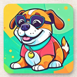 Cool Pup Cartoon Style Artwork Coaster