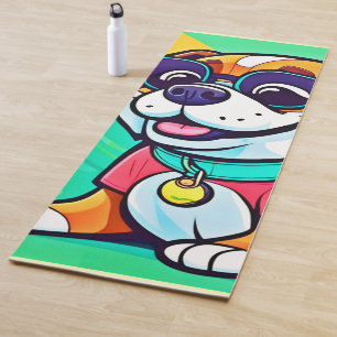 Cool Pup Cartoon Style Artwork Yoga Mat