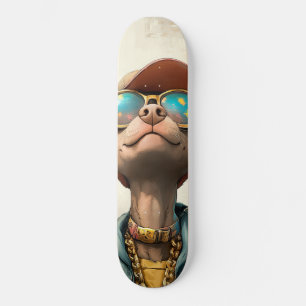 Cool Pup Vibes - Retro Style Dog Art Skateboard