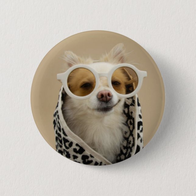 cool puppy 6 cm round badge (Front)