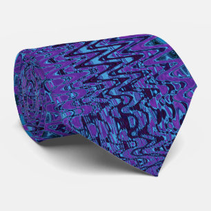Cool Purple and Blue Abstract Tye Dye Retro Waves Tie