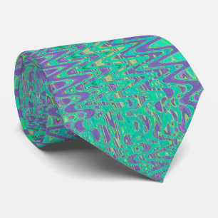 Cool Purple and Green Abstract Tye Dye Retro Waves Tie