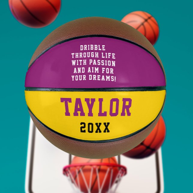 Cool Purple And Yellow Player Motivation Bold Typo Basketball (Creator Uploaded)