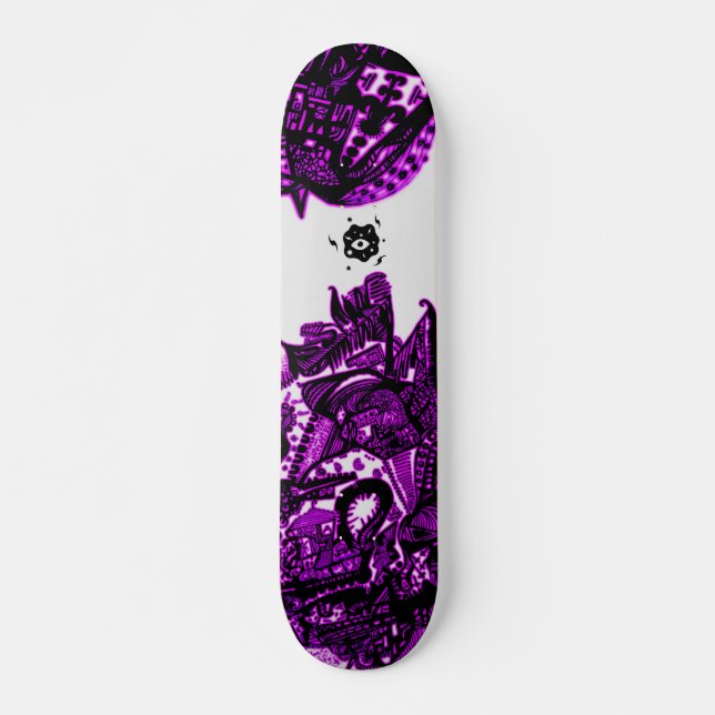Cool Purple Black Abstract Skateboard (Front)
