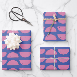 Cool Purple Blue Geometric Block Print Pattern  Wrapping Paper Sheet