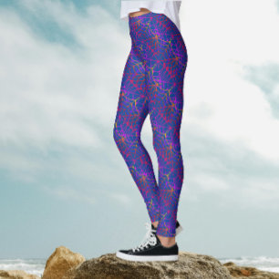 Cool Purple Blue Halloween Spider Web Pattern Leggings