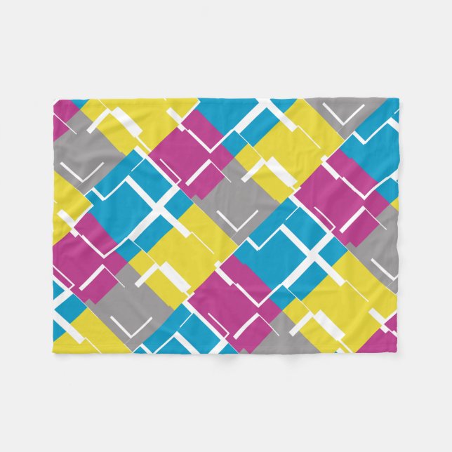 COOL Purple Blue Yellow Grey Pattern Fleece Blanket (Front (Horizontal))