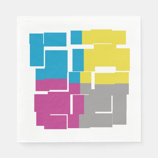 COOL Purple Blue Yellow Grey Pattern Napkin (Front)