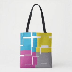 COOL Purple Blue Yellow Grey Pattern Tote Bag