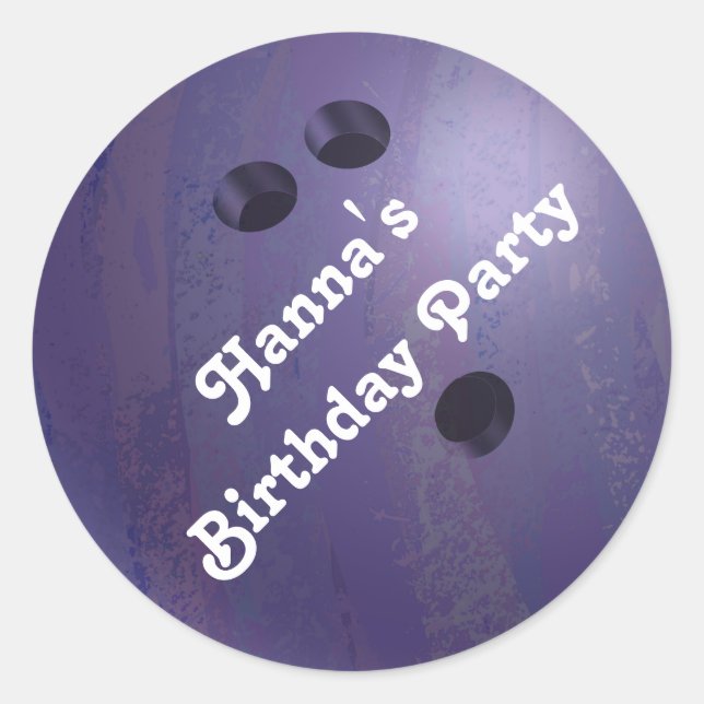 Cool Purple Bowling Ball Custom Party Sticker (Front)